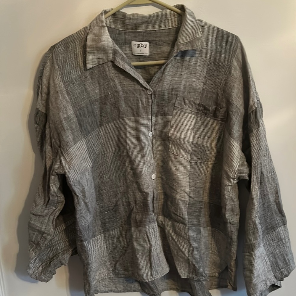 Esby Gray Check Linen Buttondown